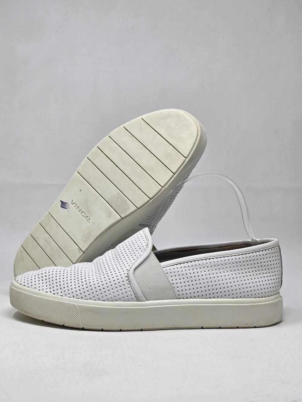 Vince Blair Perforated Leather Slip-On White Sneakers Women Size US 6.5 EU 36.5